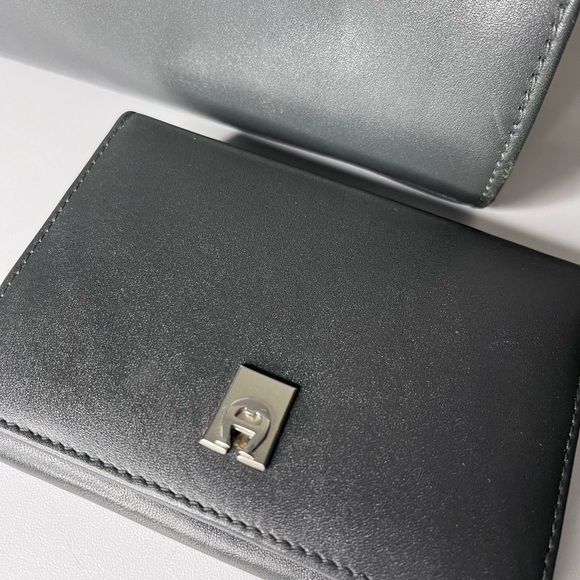 Etienne Aigner Metallic Gray Satchel w/ Matching Wallet - Picture 4 of 11